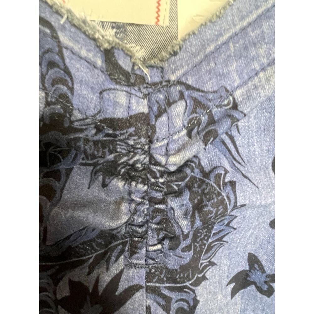 NWT BDG Urban Outfitter Women's Ruched Dipped V Flare Jeans Sz 24 Dragon Floral - Picture 7 of 12